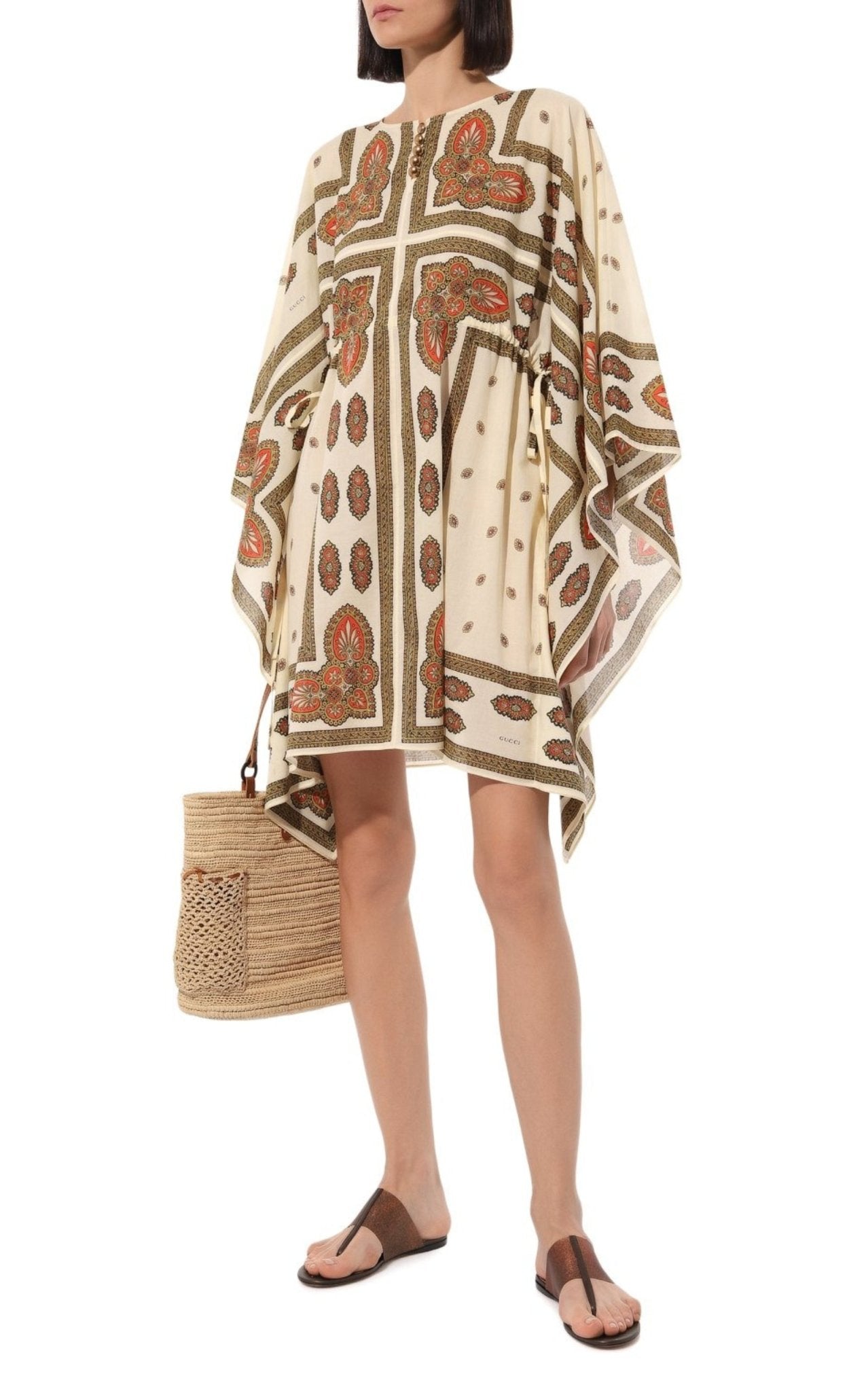 Gucci Floral Cotton Printed Midi Kaftan Dress - Runway Catalog