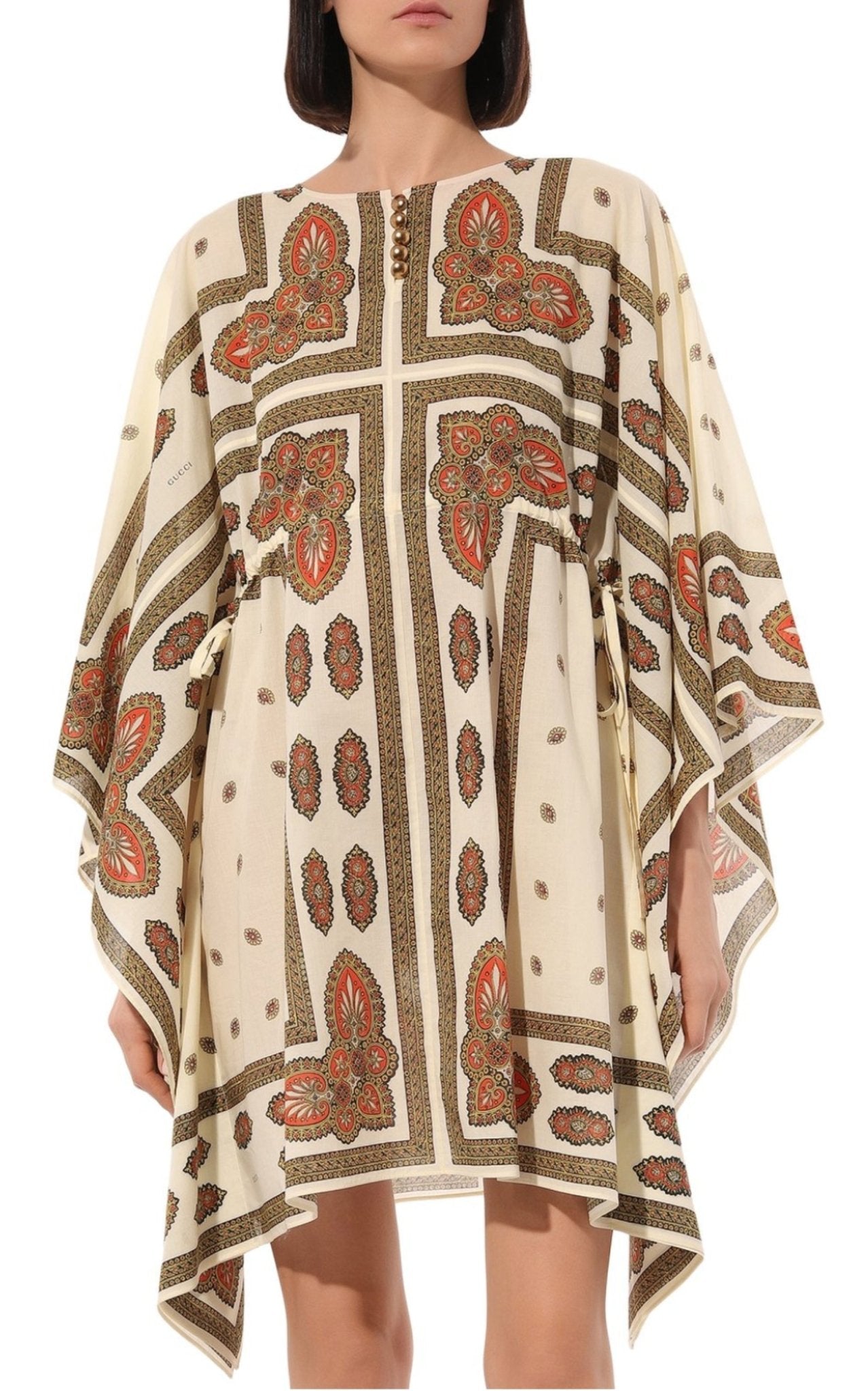 Gucci Floral Cotton Printed Midi Kaftan Dress