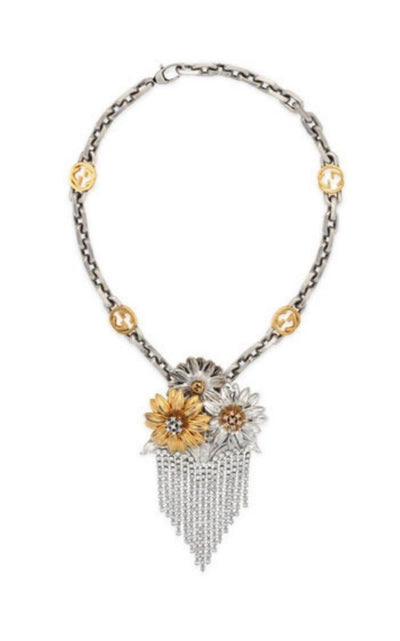 Gucci Floral Crystals Fringe Necklace - Runway Catalog