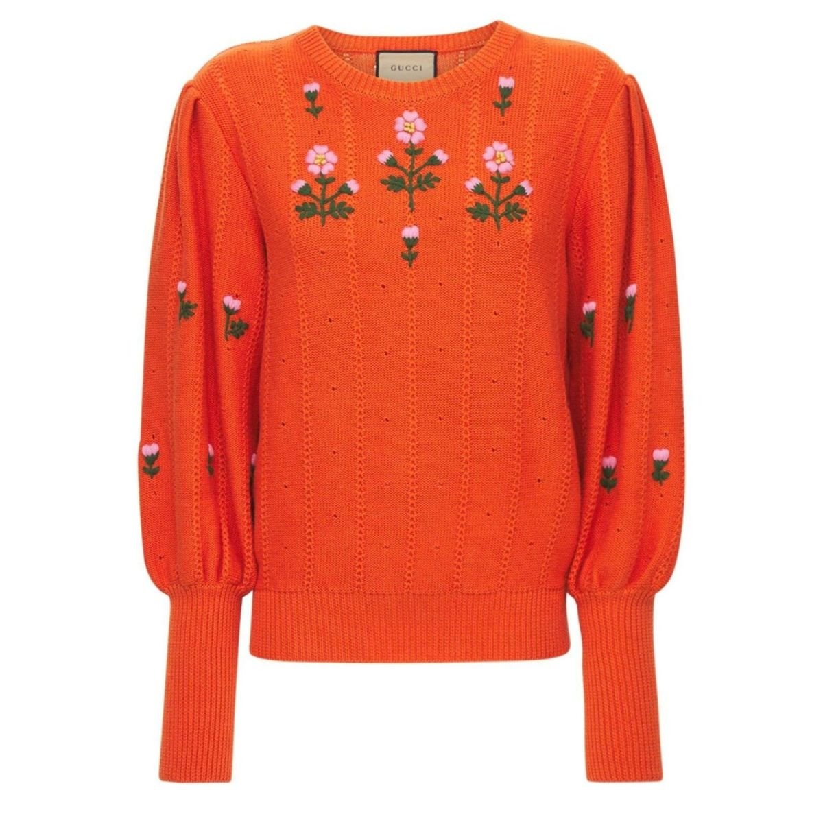 Gucci Floral Embroidered Wool Blend Sweater