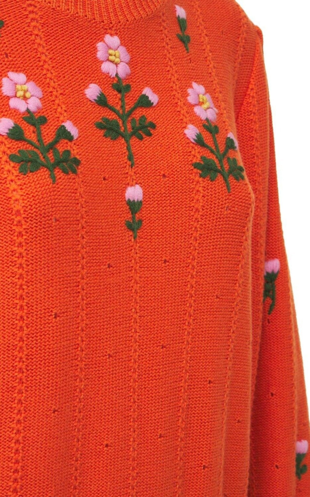 Gucci Floral Embroidered Wool Blend Sweater