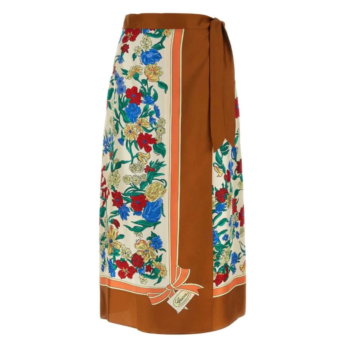 Jupe portefeuille en soie à imprimé floral Gucci - Catalogue défilé