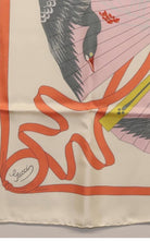 Gucci Fly Swan print silk carré scarf with pink fan motif