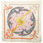 Gucci Fly Swan print silk carré scarf with pink fan motif 1
