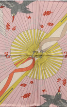Gucci Fly Swan print silk carré scarf with pink fan motif