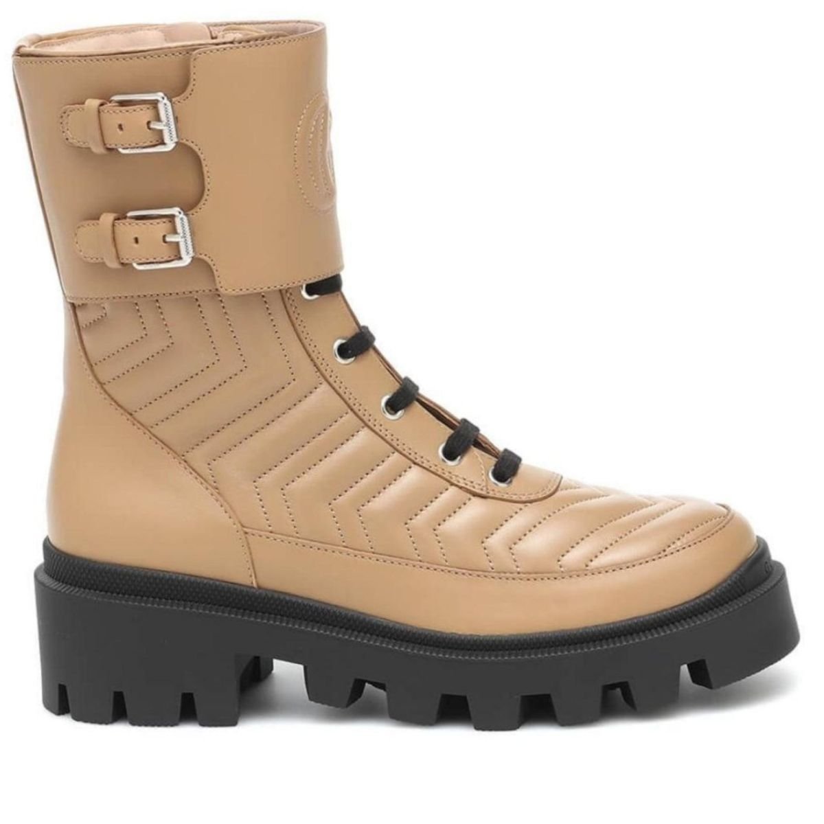 Gucci Frances Leder-Combat-Stiefel – Laufsteg-Katalog