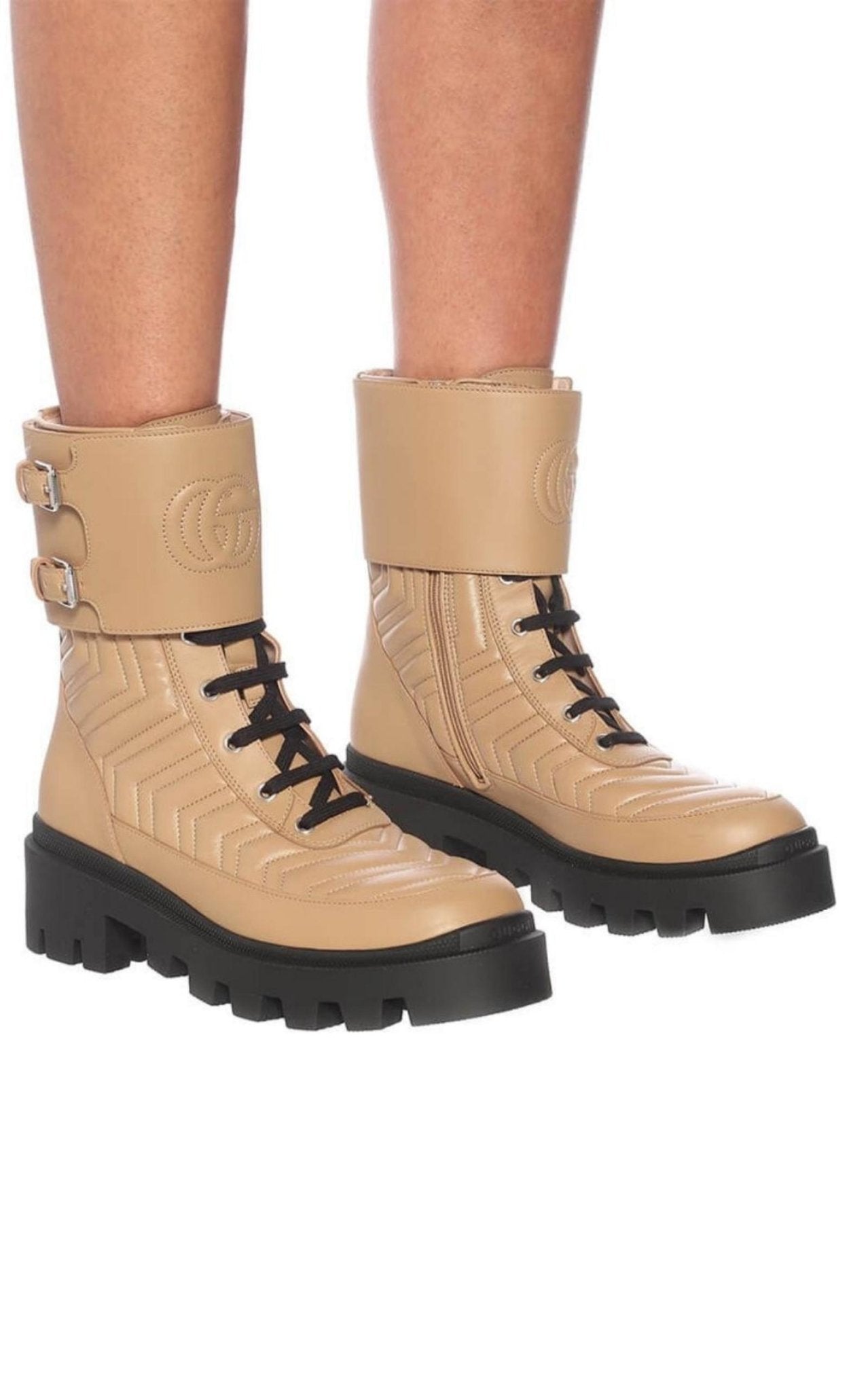Gucci Frances Leather Combat Boots