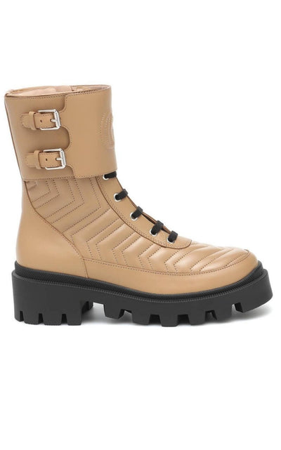 Gucci Frances Leather Combat Boots - Runway Catalog
