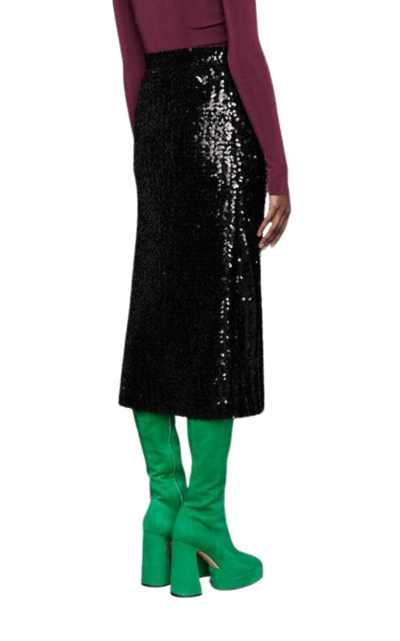 Gucci Front Slit Sequin Embroidered Skirt - Runway Catalog