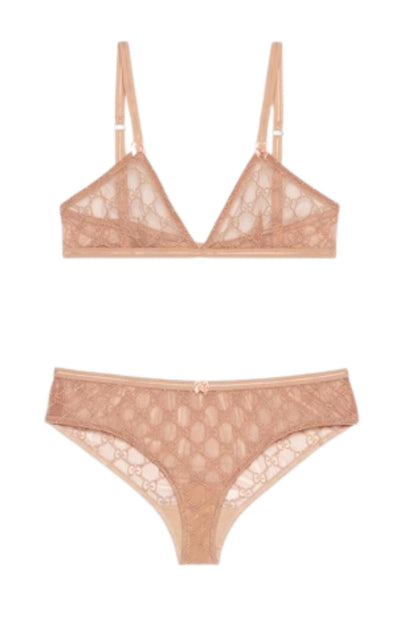 Gucci GG All Over Embroidered Tulle Lingerie Set - Runway Catalog