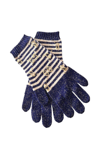 Gucci GG Blue Ivory Wool Blend Gloves - Runway Catalog