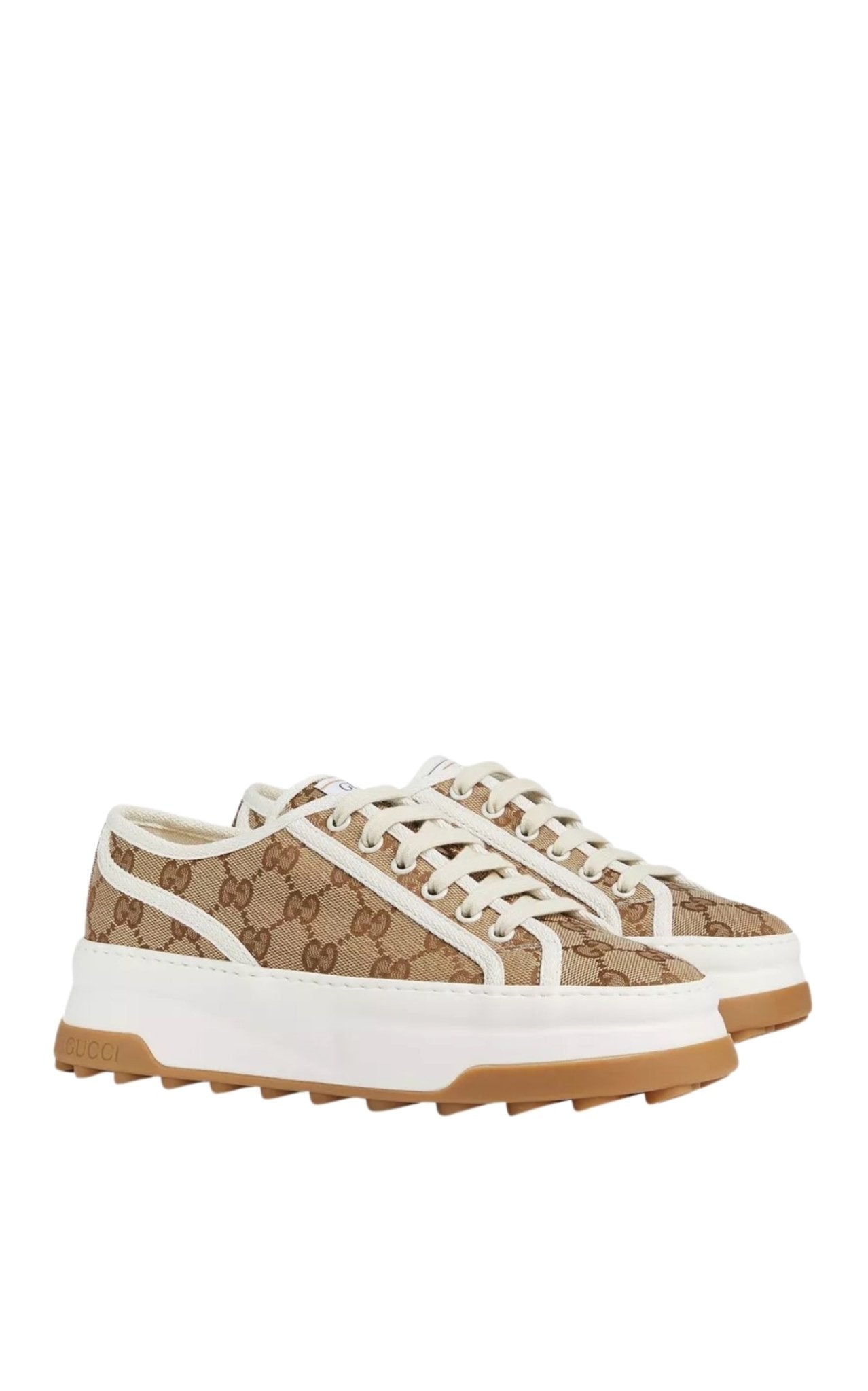 Gucci GG canvas platform sneakers angled view
