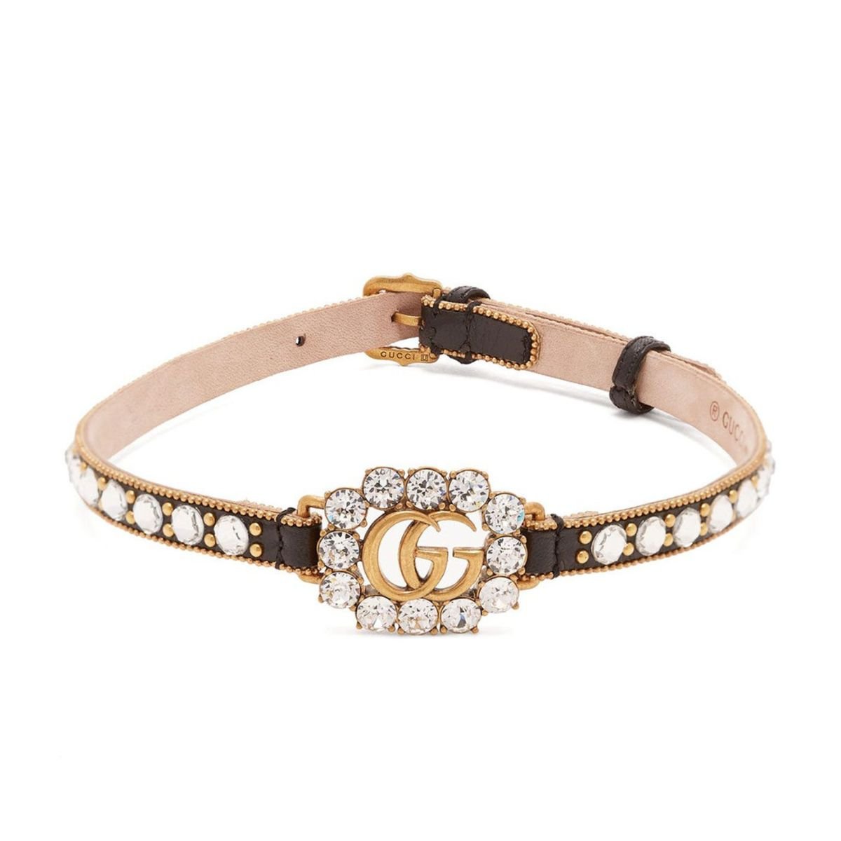Gucci Gucci GG Crystal-Embellished Leather Choker