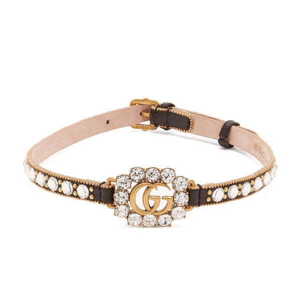 Gucci Gucci GG Crystal-Embellished Leather Choker – Runway Catalog