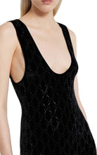 Gucci black velvet sleeveless jumpsuit with allover GG crystal embroidery