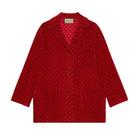 Gucci GG Embossed Devoré Velvet Shirt in Red - Runway Catalog