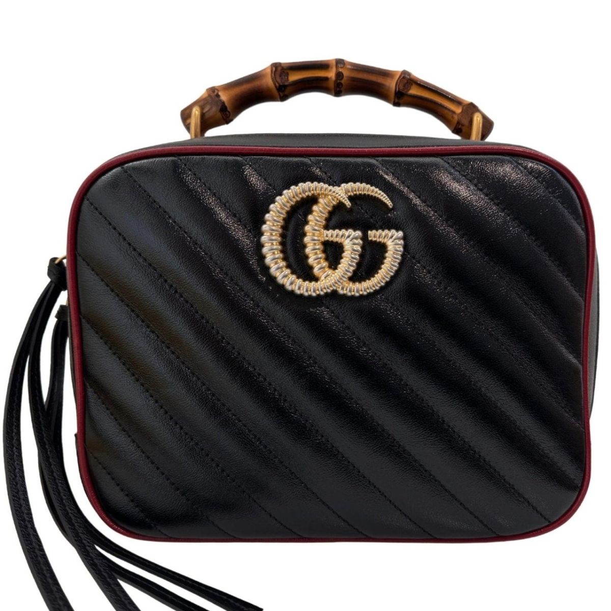 Sac à bandoulière Gucci GG Marmont Matelassé avec poignée en bambou - Catalogue défilé