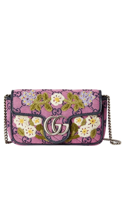 Gucci GG Marmont Pink Embroidery Super Mini Bag - Runway Catalog