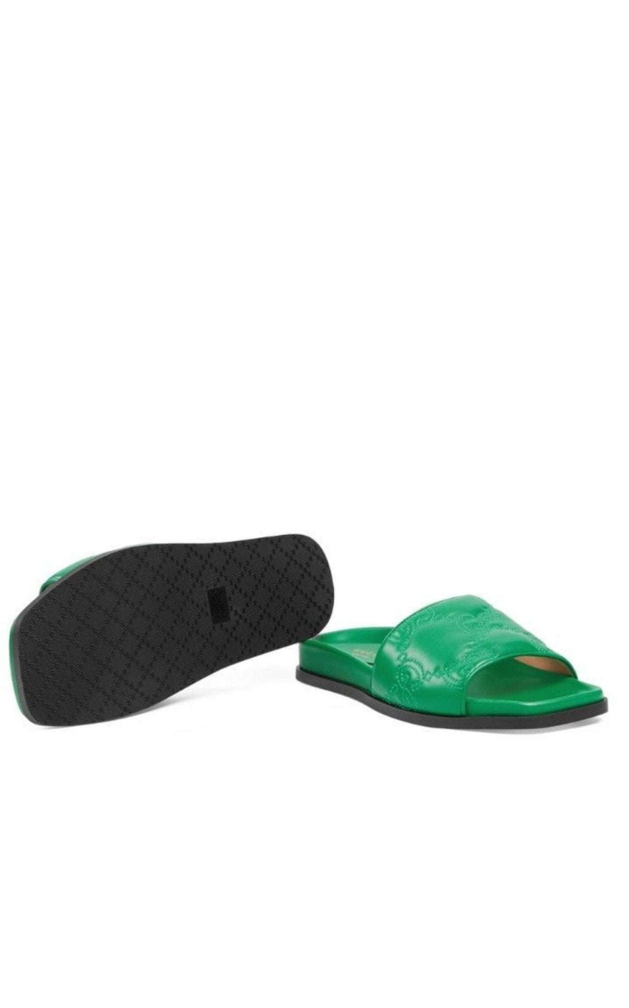 Gucci Gg Matelassé Slide Sandal In Green - Runway Catalog