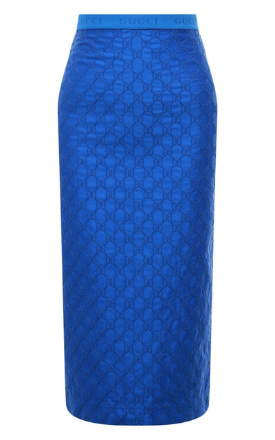 Gucci Gg Supreme Blue Silk Skirt - Runway Catalog