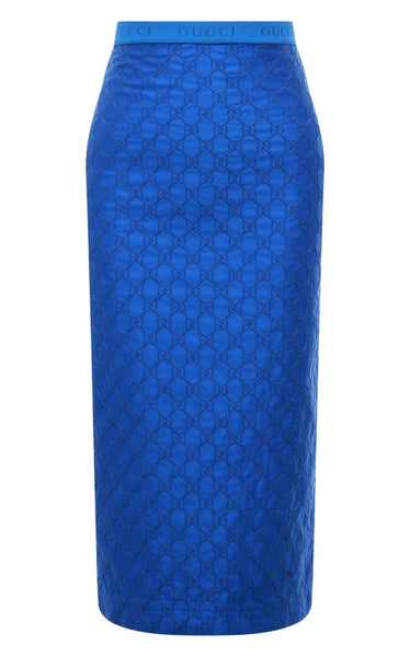 最最終値下げ！！ x Gucci GGチュールトップ ブルー Gucci Gg Supreme Blue Silk Skirt