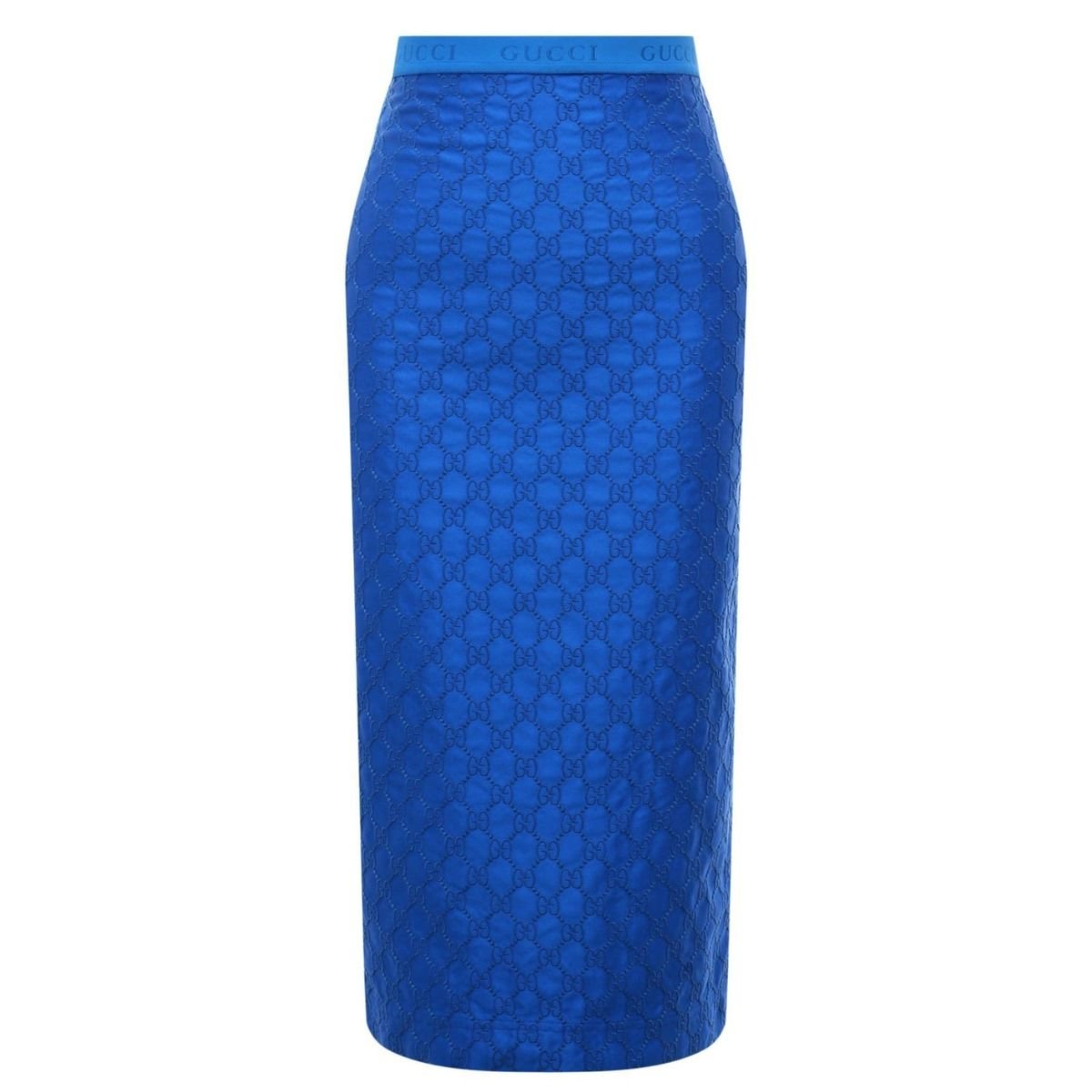 Jupe en soie bleue Gucci Gg Supreme - Catalogue défilé