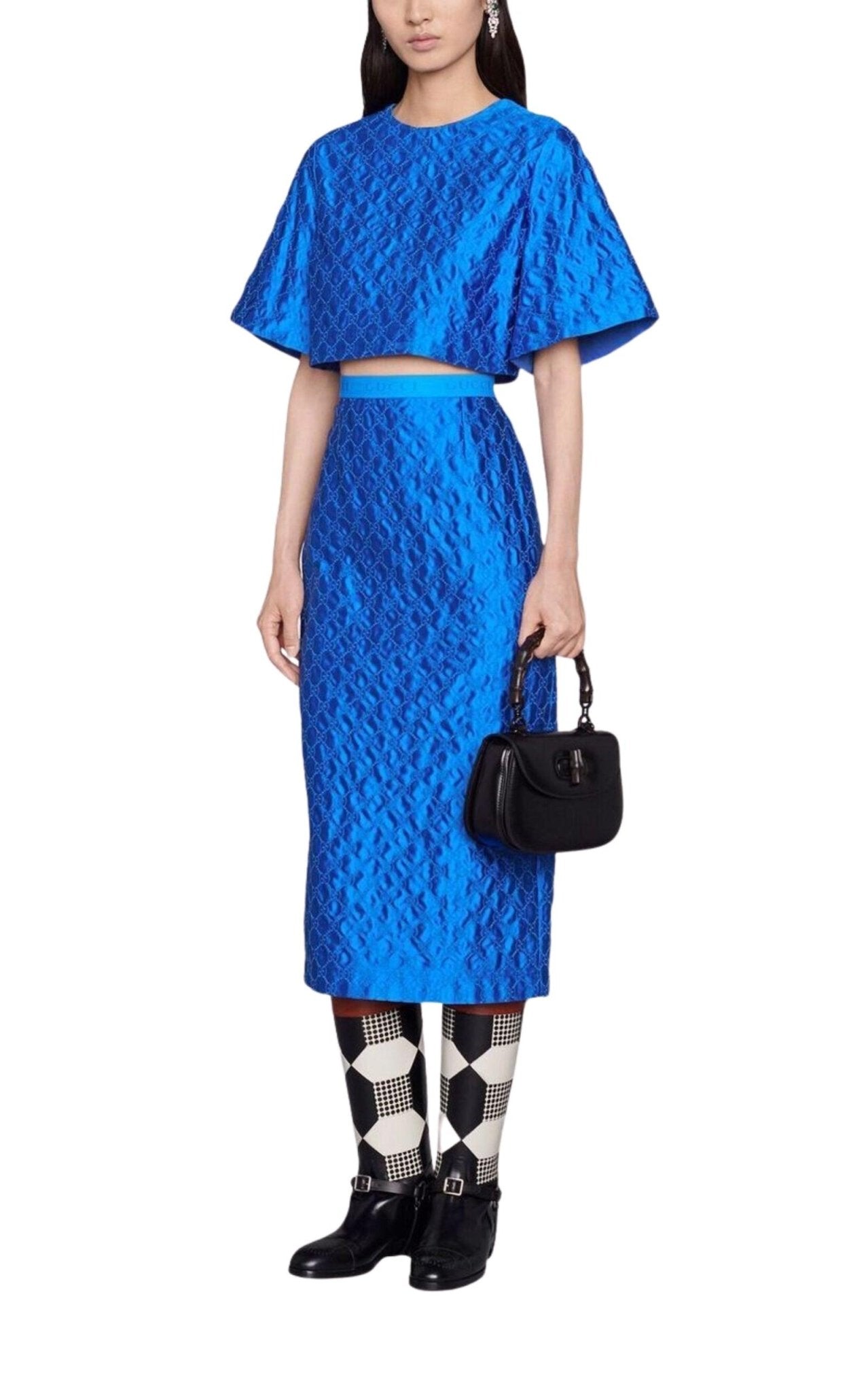 Gucci Gg Supreme Blue Silk Skirt - Runway Catalog