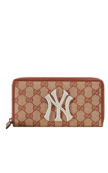 Gucci GG Zip Around Wallet with New York Yankees Patch