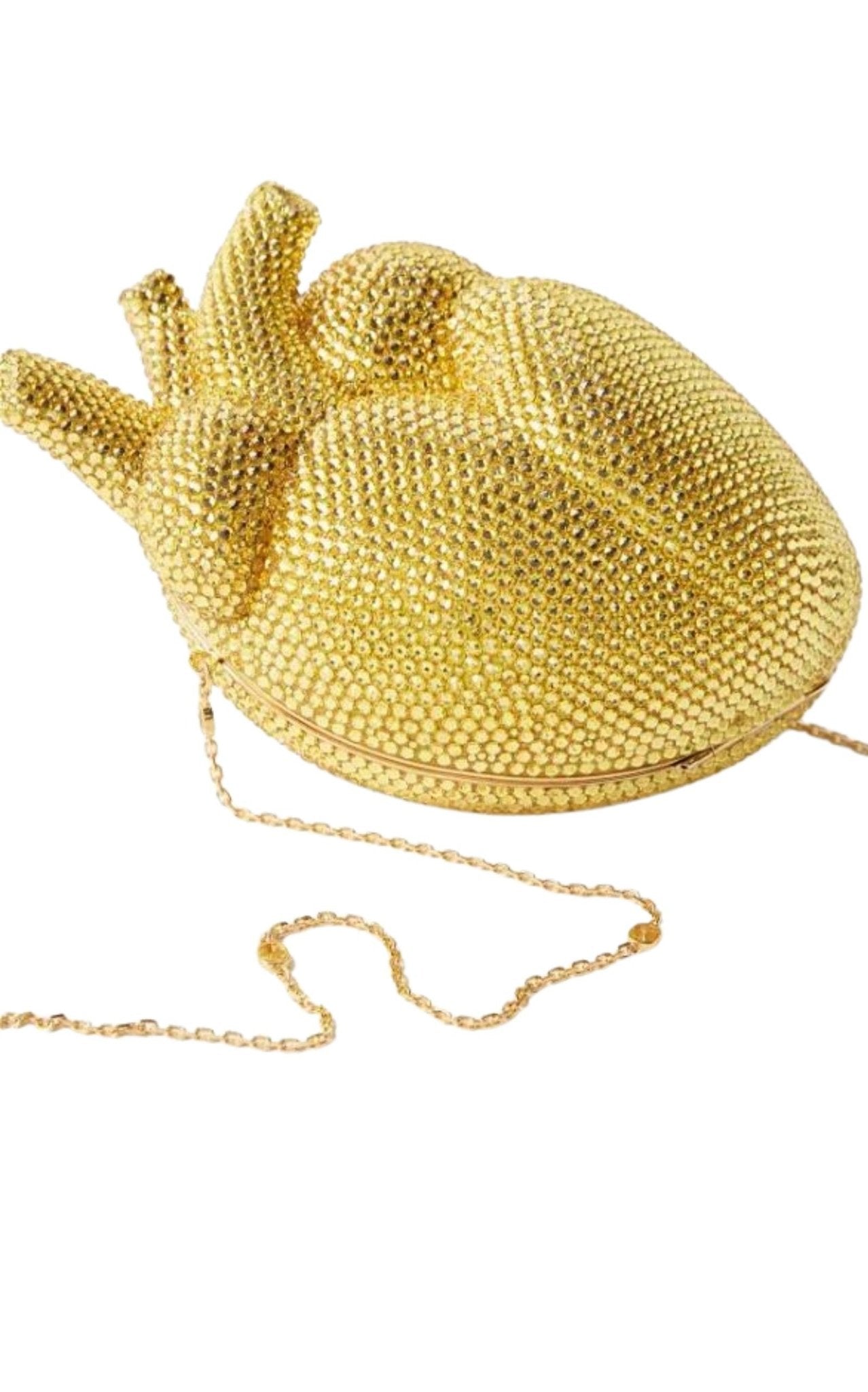 Gucci Gold Broadway Heart Crystal - Embellished Clutch Bag - Runway Catalog