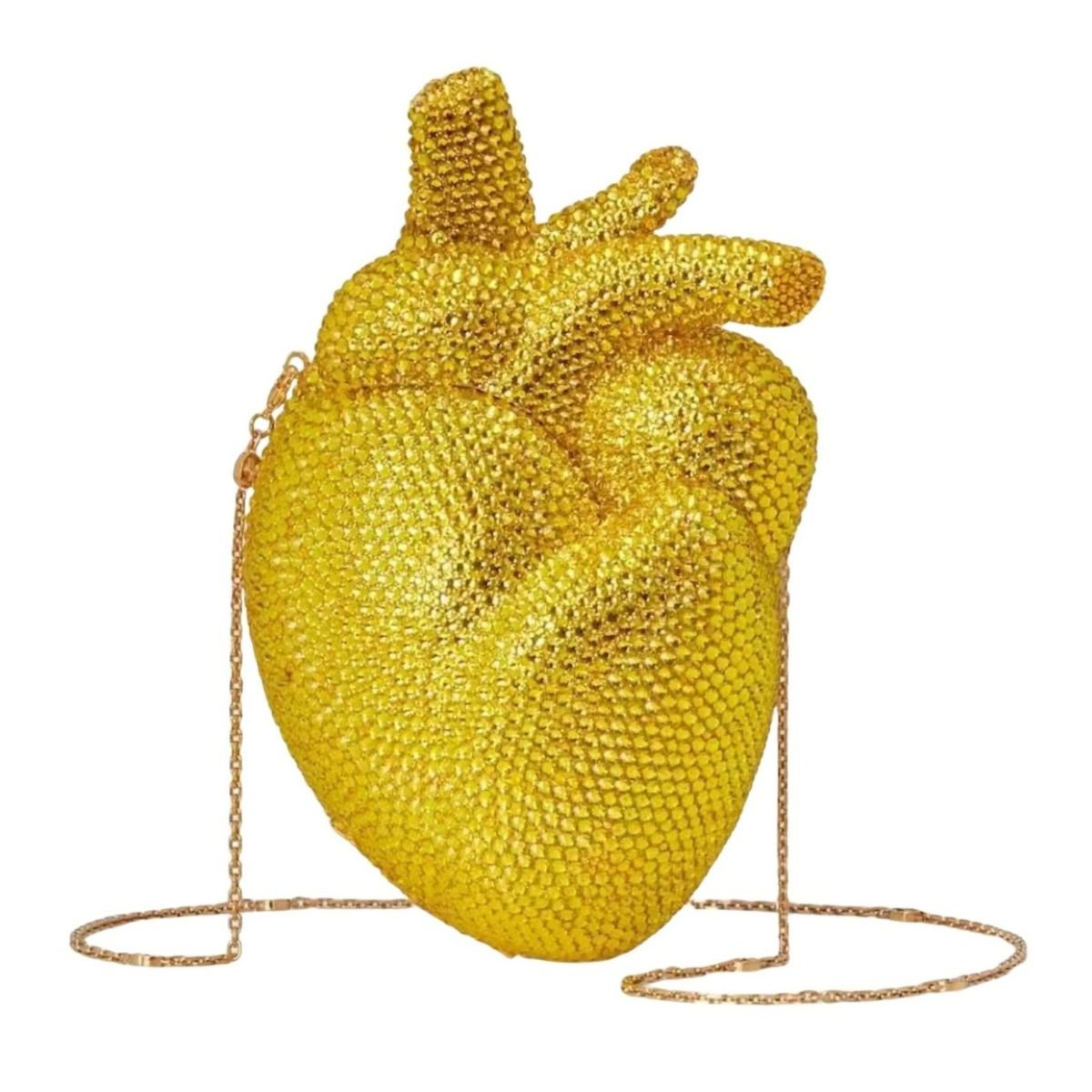 Gucci Gold Broadway Heart Crystal-Embellished Clutch Bag – Runway