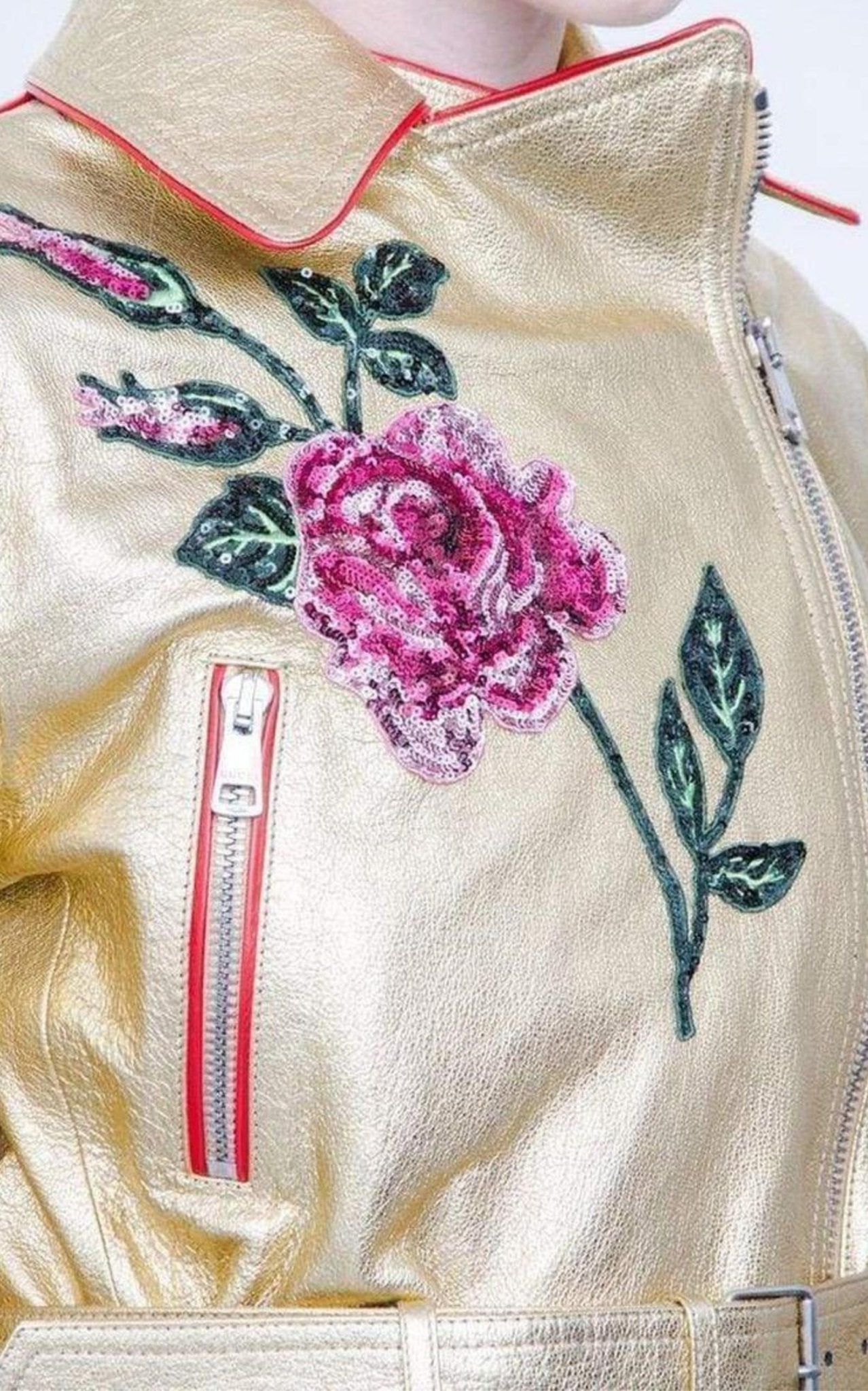 Gucci Gold Leather Short Biker Jacket - Runway Catalog