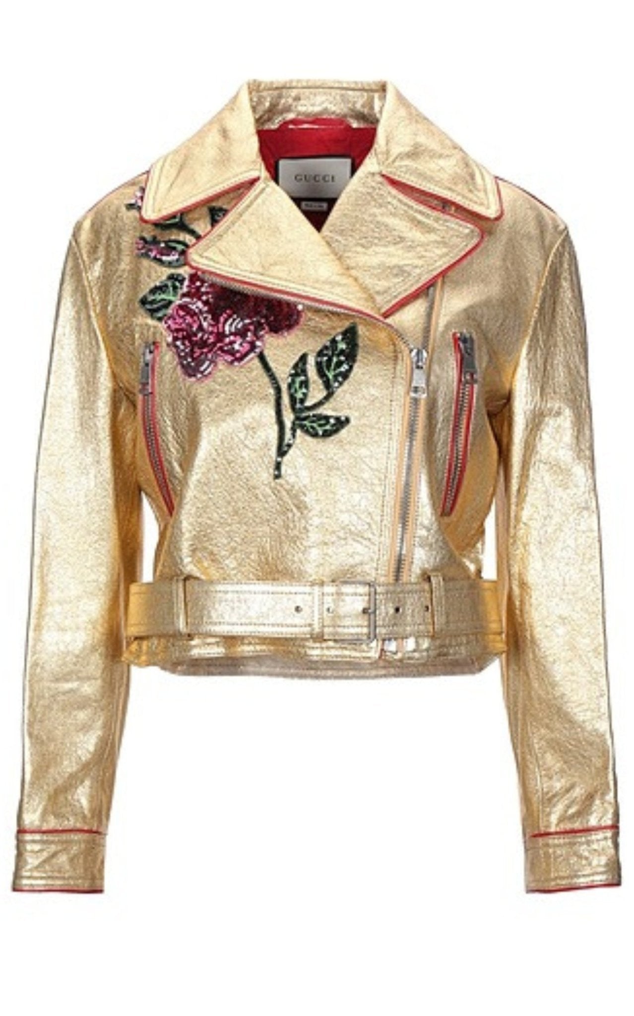 Gucci Gold Leather Short Biker Jacket - Runway Catalog