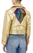 Gucci Gold Leather Short Biker Jacket - Runway Catalog