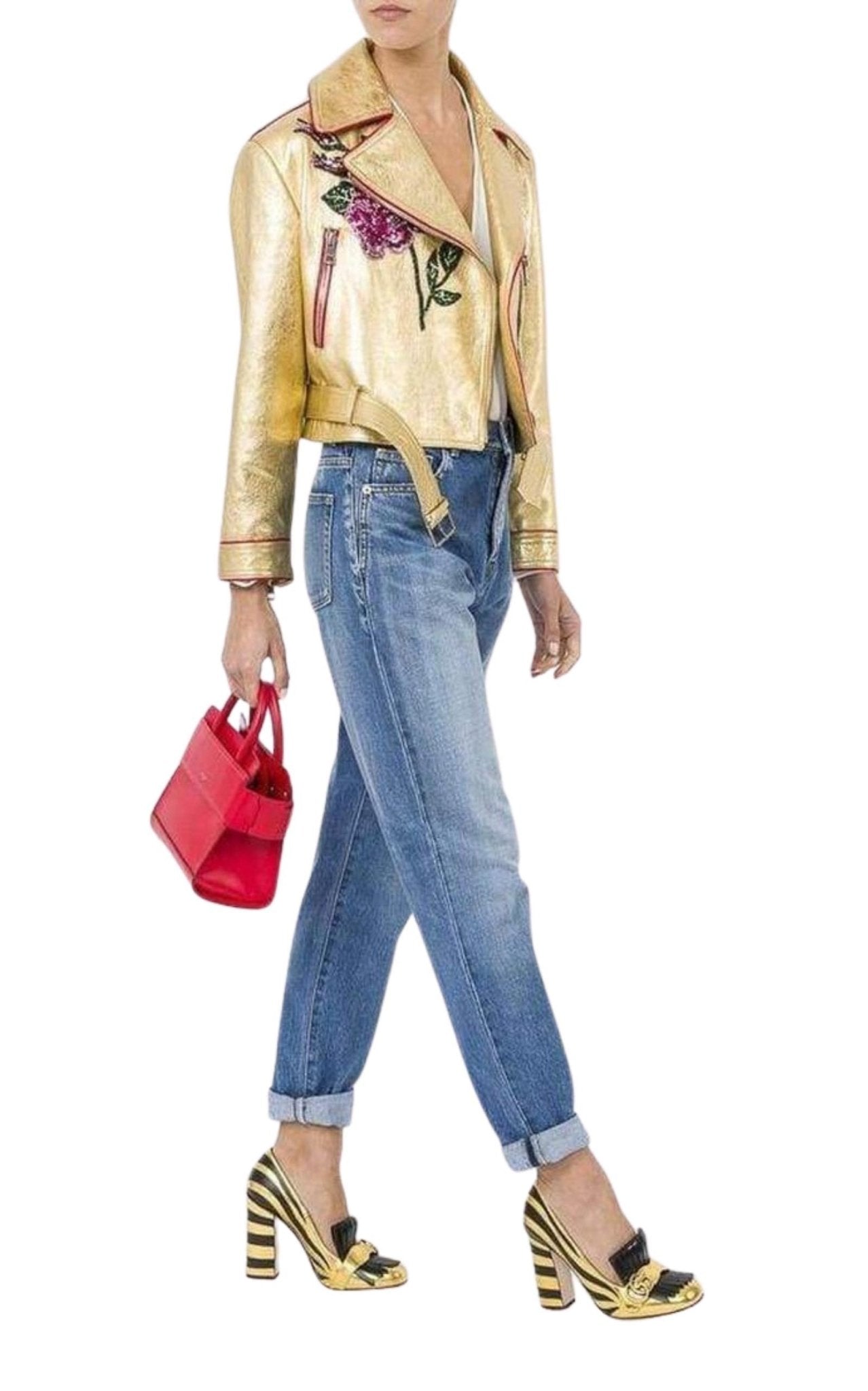 Gucci Gold Leather Short Biker Jacket – Runway Catalog