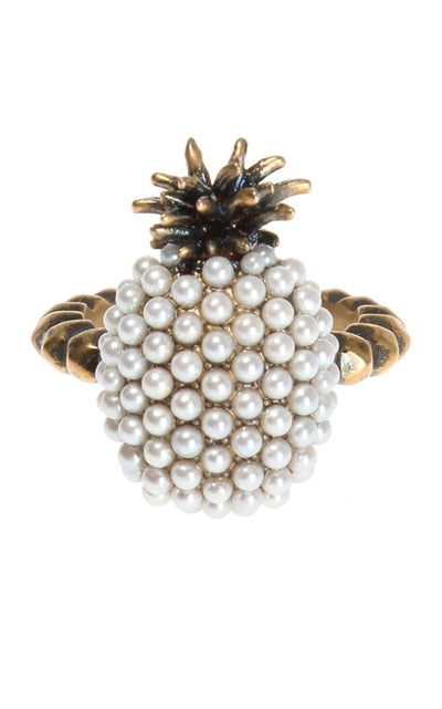 Gucci Gold Pearl Pineapple Ring - Runway Catalog