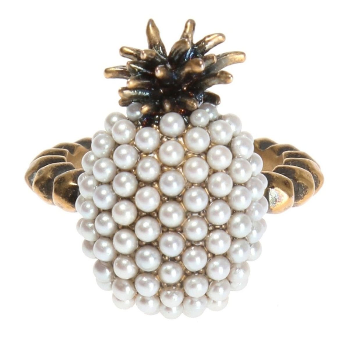 Gucci Gold Pearl Pineapple Ring - Runway Catalog