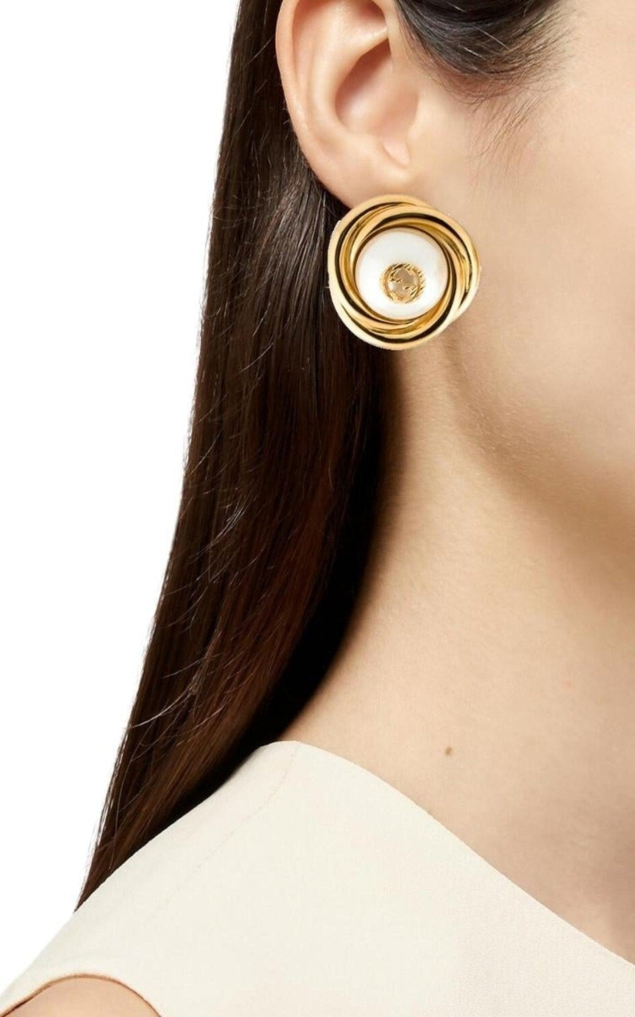 Gucci Gold - tone Double G Faux Pearl Clip - on Earrings - Runway Catalog