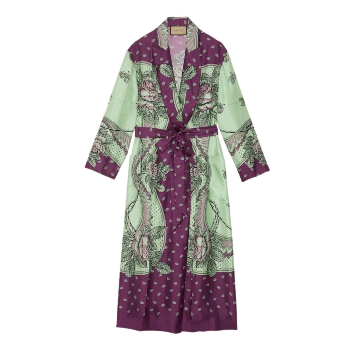 Gucci Green Paisley Print Silk Robe - Runway Catalog