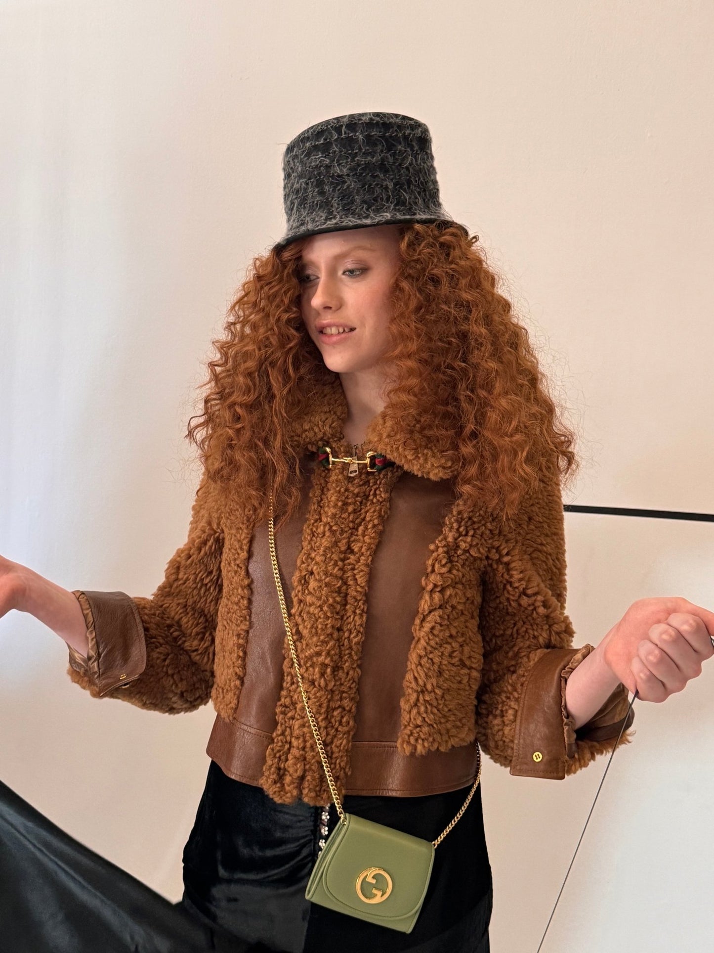 Gucci Gucci Curly Shearling & Lambskin Jacket in Chestnut - Runway Catalog