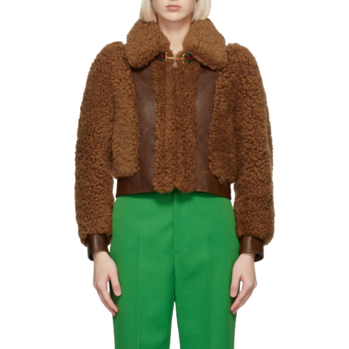 Gucci Gucci Curly Shearling & Lambskin Jacket in Chestnut - Runway Catalog