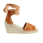 Gucci Gucci Interlocking G Platform Espadrilles in Brown Canvas Ribbon Tie - Runway Catalog