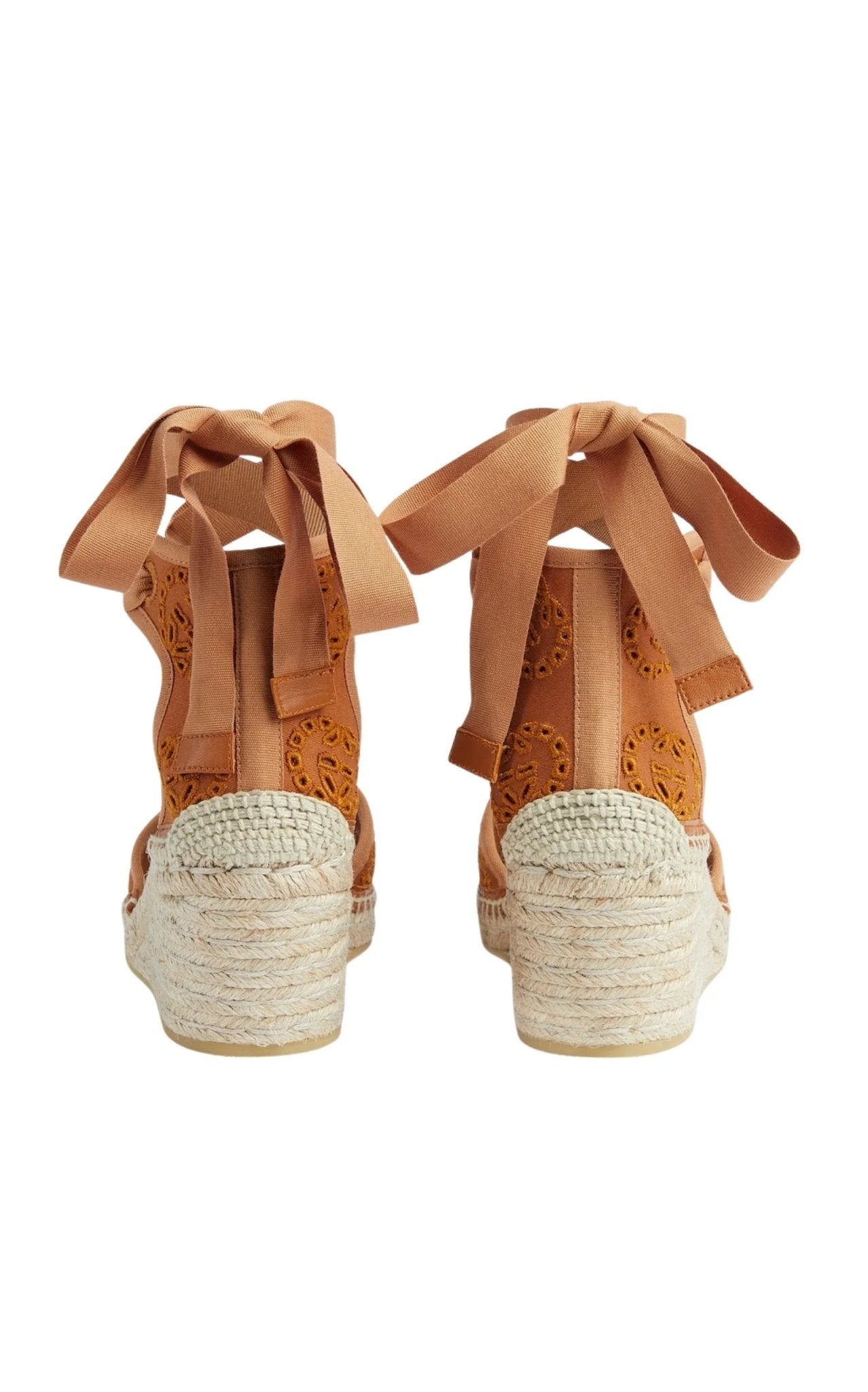 Gucci Gucci Interlocking G Platform Espadrilles in Brown Canvas Ribbon Tie - Runway Catalog