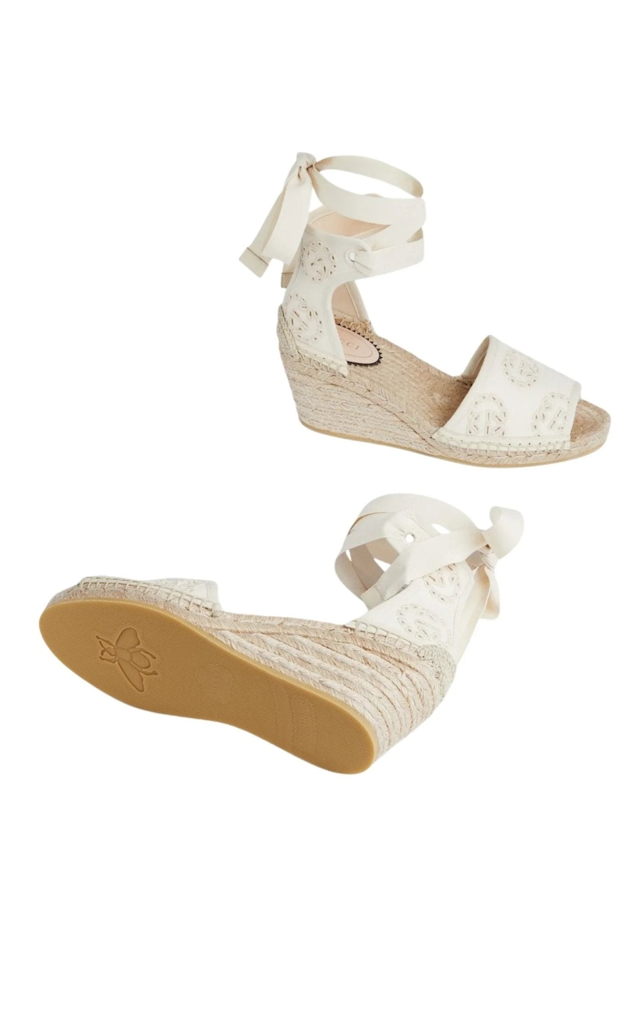 Gucci Interlocking G Platform Espadrilles Ivory
