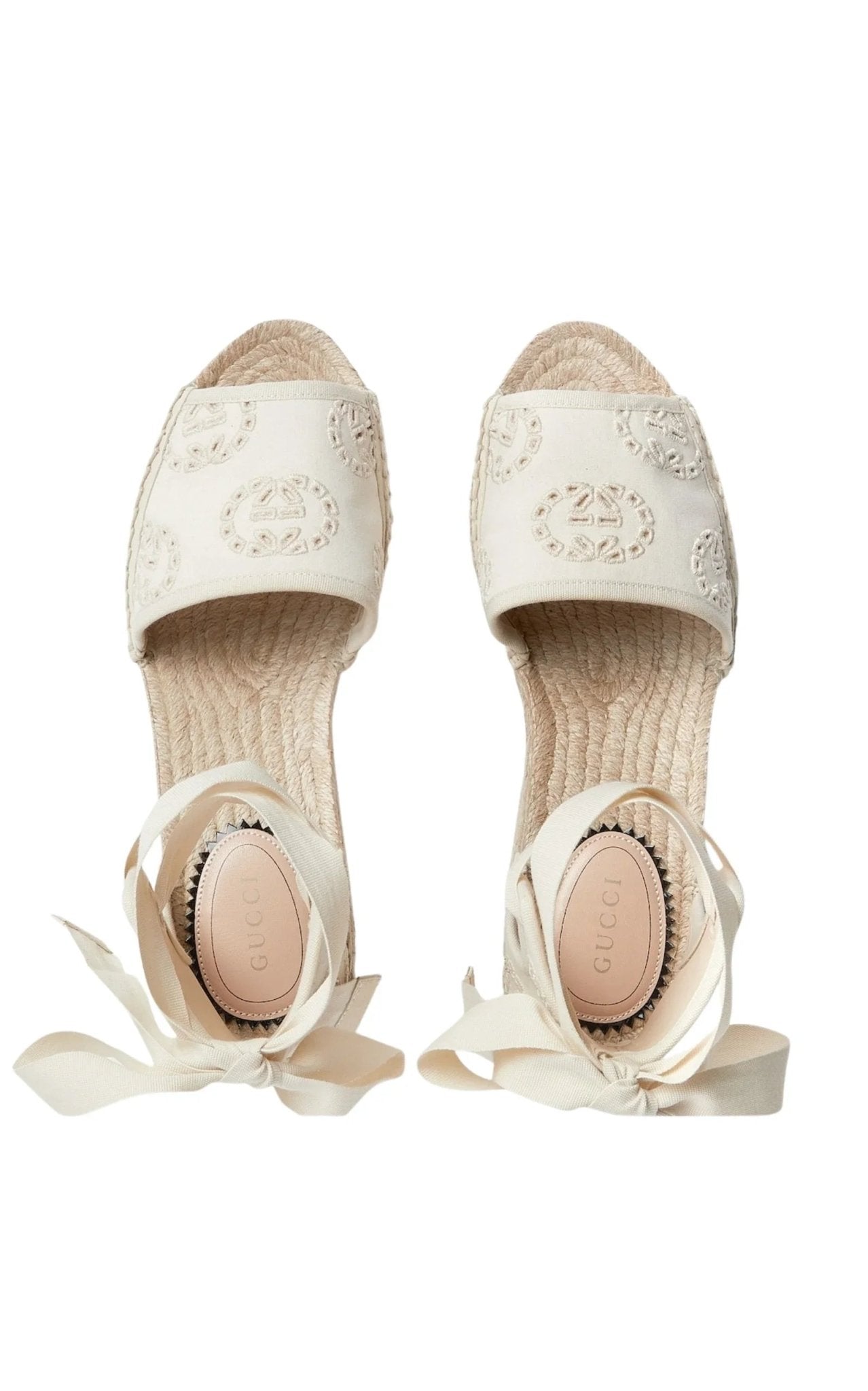 Gucci Interlocking G Platform Espadrilles Ivory