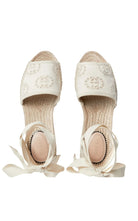 Gucci Gucci Interlocking G Platform Espadrilles in Ivory Canvas Ribbon Tie - Runway Catalog