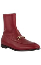 Gucci Gucci Jordaan Burgundy Leather Ankle Boots