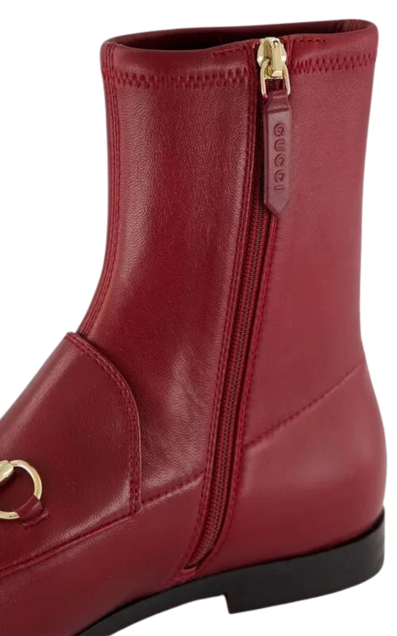 Gucci Gucci Jordaan Burgundy Leather Ankle Boots