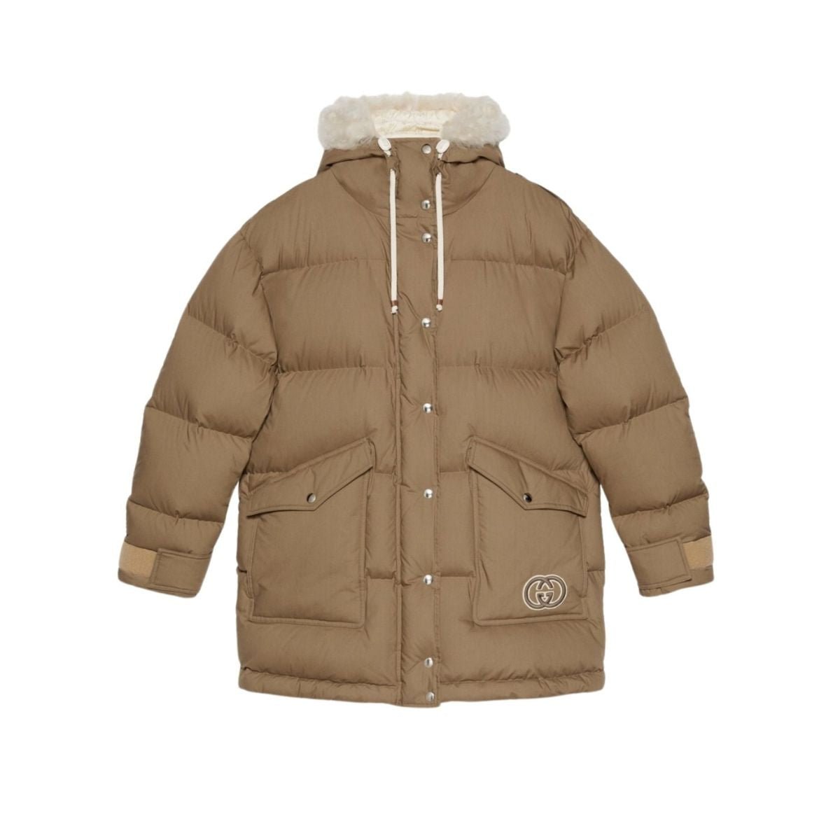 Gucci Gucci Padded Puffer Jacket with Faux Fur Hood in Sand - Runway Catalog