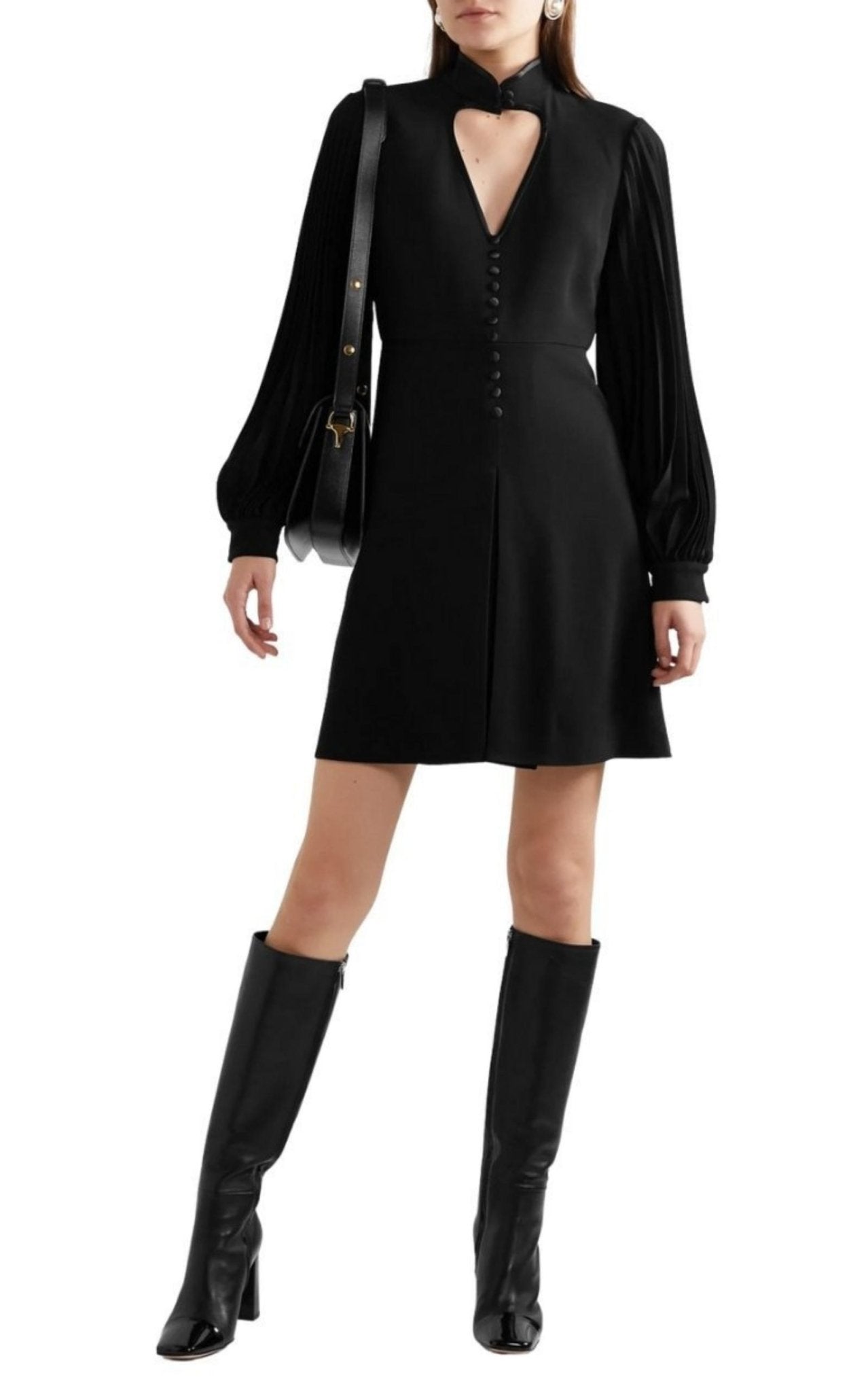 Gucci Heart Cutout Pleated Crepe Dress - Runway Catalog