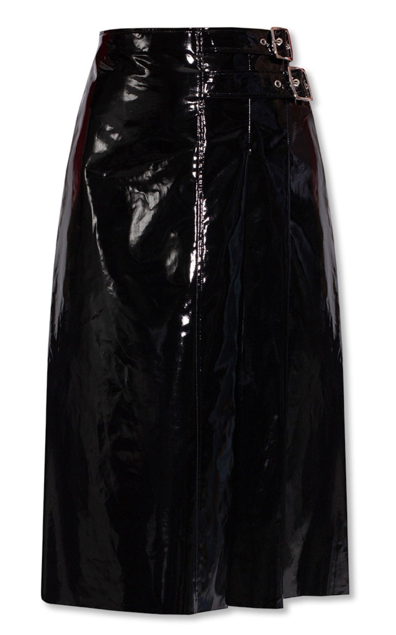 Gucci High Waisted Black Vinyl Midi Skirt - Runway Catalog